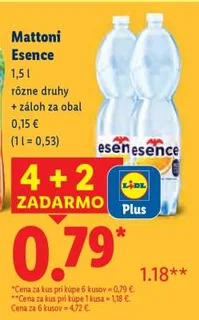 Mattoni Esence, 1,5 l, akcia 4+2 v obchode Lidl